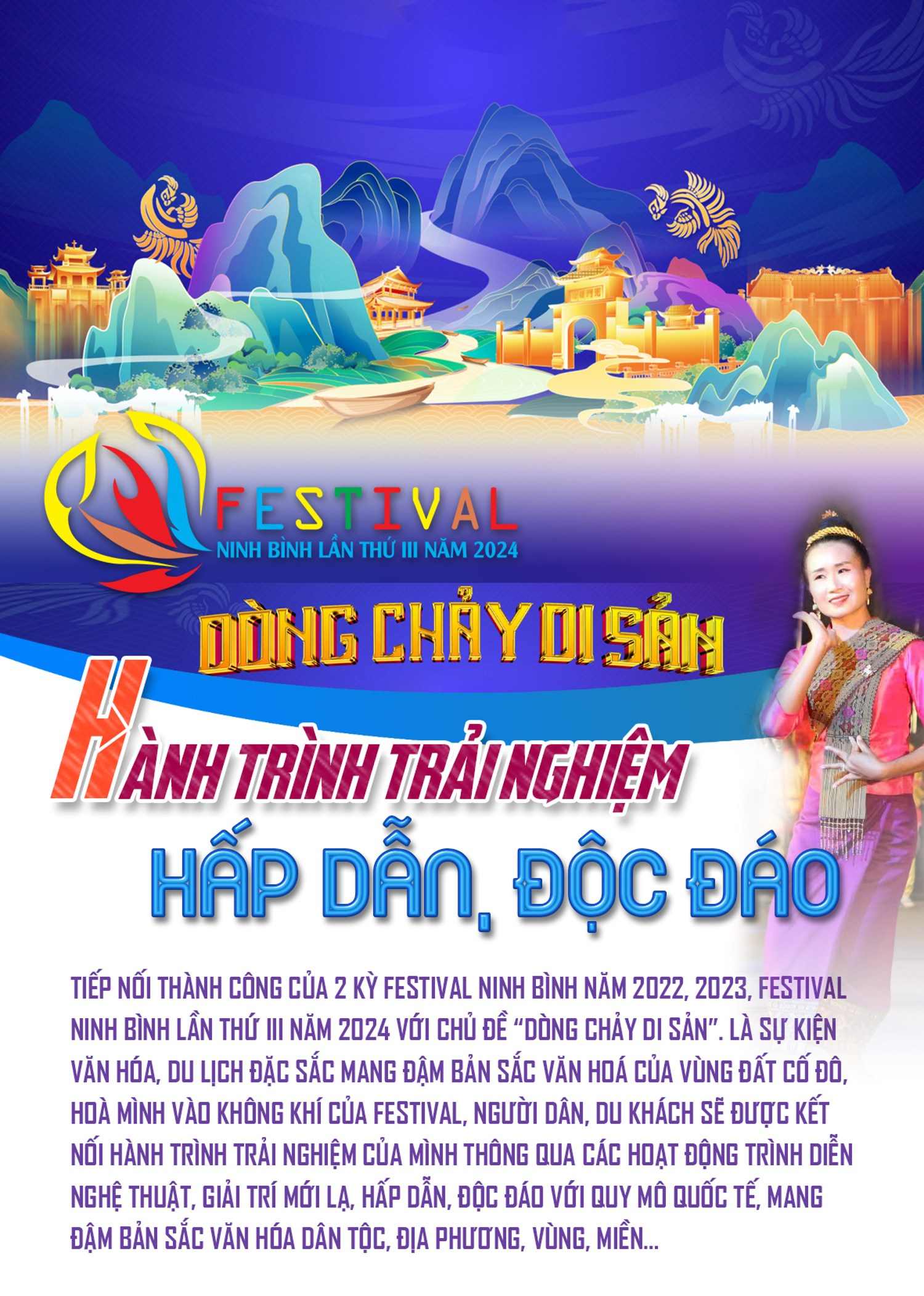 Festival Ninh Bình 2024 - Dòng chảy di sản: Hành trình trải nghiệm hấp dẫn, độc đáo